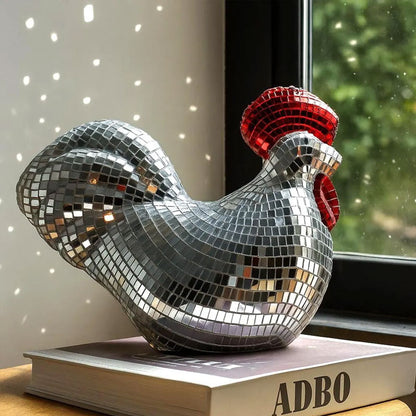 Decorative Chicken Statue Mirror Tile Unique Home Decor Artistic Visual Element