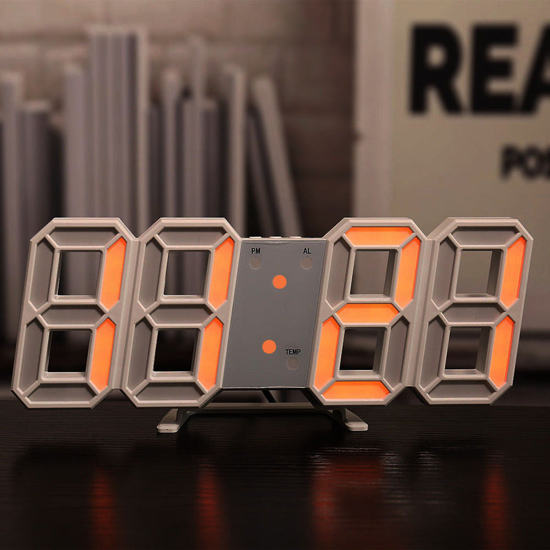 3D LED Digital Alarm Clock USB Charging 12/24 Hour Format Office Bedroom Kitchen