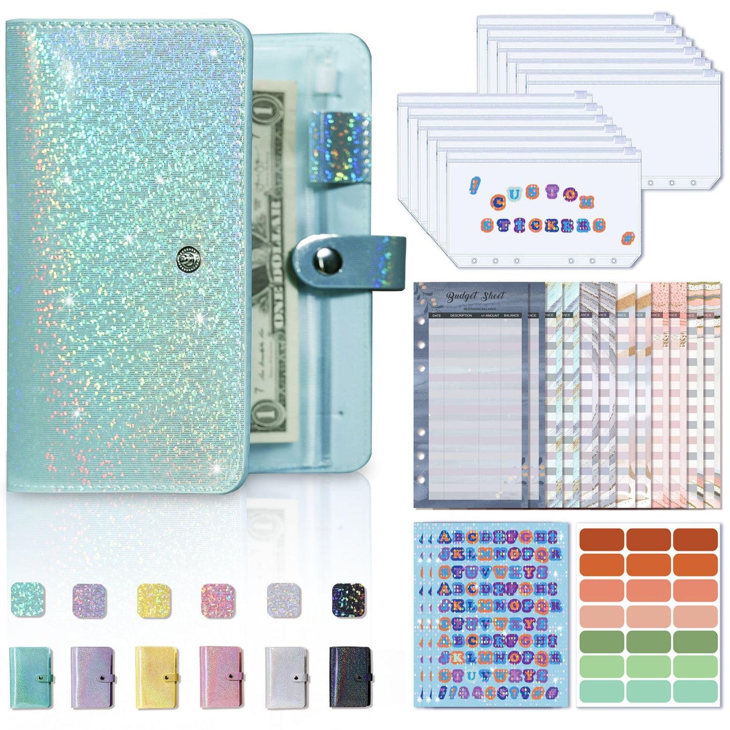 A6 Glitter Bookkeeping Notebook Budget Financial Planning Manual Accounts Book