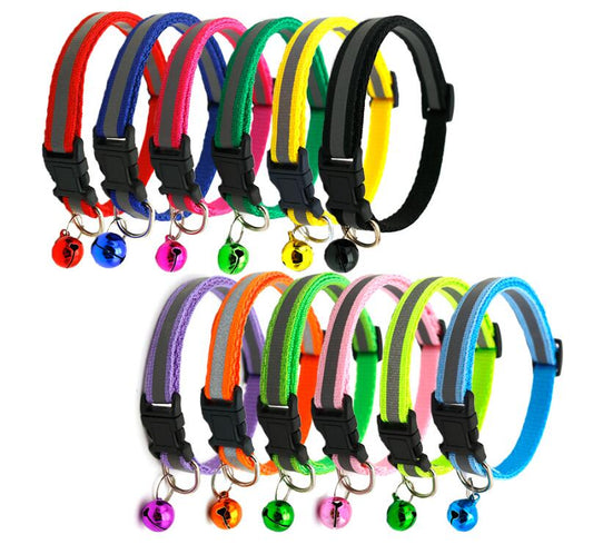Adjustable Reflective Pet Collar with Bell Luminous Cat & Dog Collar | 19-32cm
