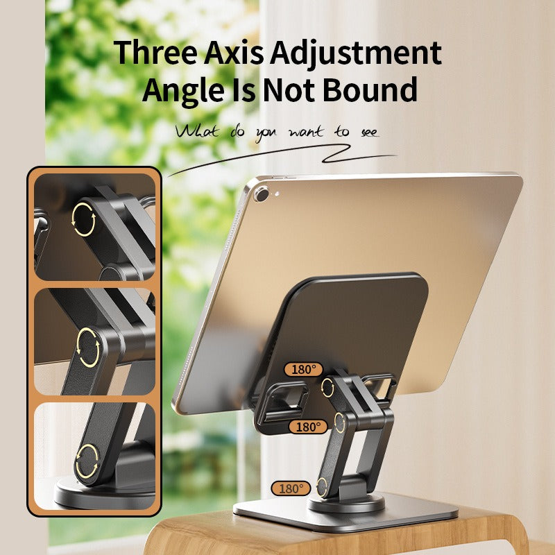 Aluminium Phone Stand For iPad Metal Base Three-Axis Adjustable 360° Rotation