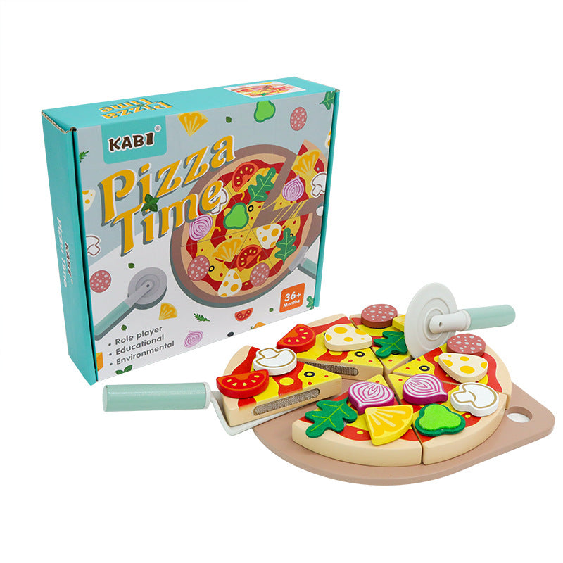 Children Wooden Kitchen Playset Role Play Vegetable Pizza Chef Cooking Toy Set