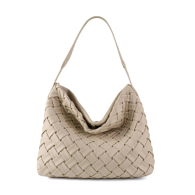 Woven PU Tote Bag - Large Capacity Shoulder Bag, Stylish Handbag for Women
