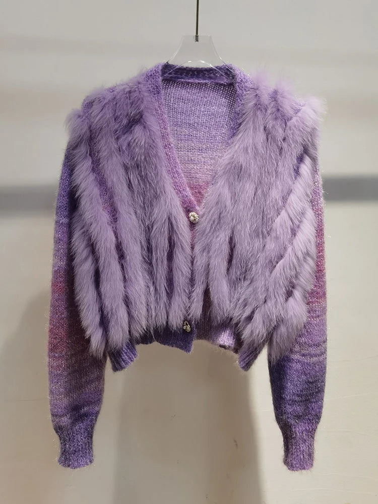 Luxury Women’s Premium Faux Fur Oversized Knit Sweater Cardigan Coat Jacket
