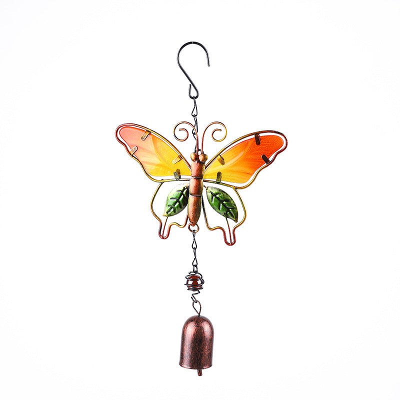 Butterfly Wind Chime Aluminium Tubes Painted Glass Home Decor Hanging Ornament