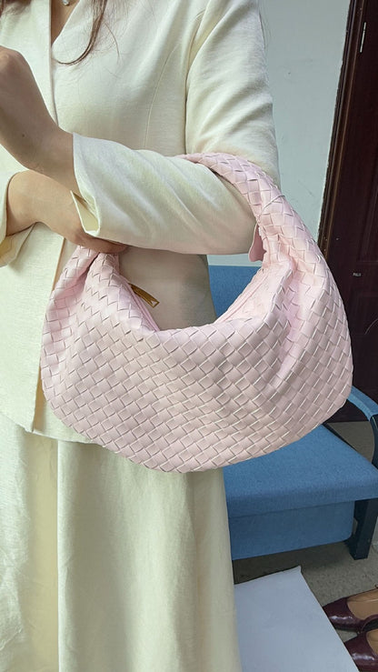 Women's Woven Tote Bag Faux Leather Spacious Lightweight Durable Zip Top Closure
