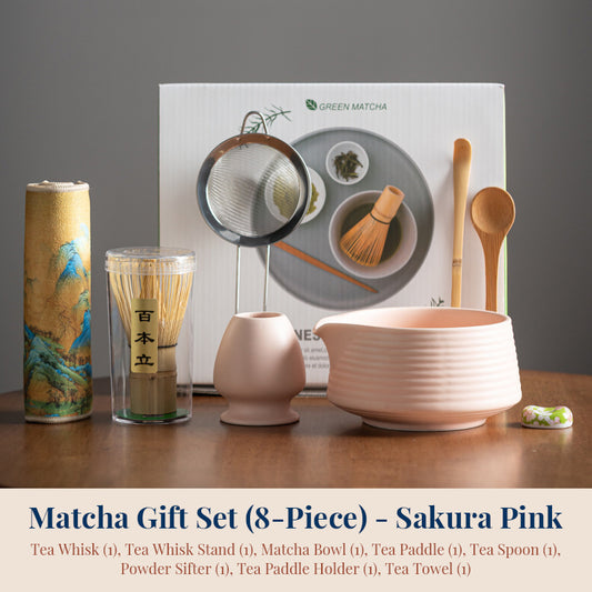 Authentic Matcha Tea Ceremony Set 8 Pieces Includes Ceramic Bowl Bamboo Tools