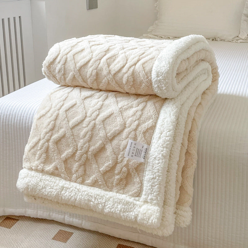 Double-Layer Polar Fleece Blanket for Winter Comfort, Thick and Soft Insulation