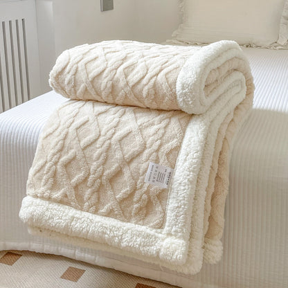 Double-Layer Polar Fleece Blanket for Winter Comfort, Thick and Soft Insulation