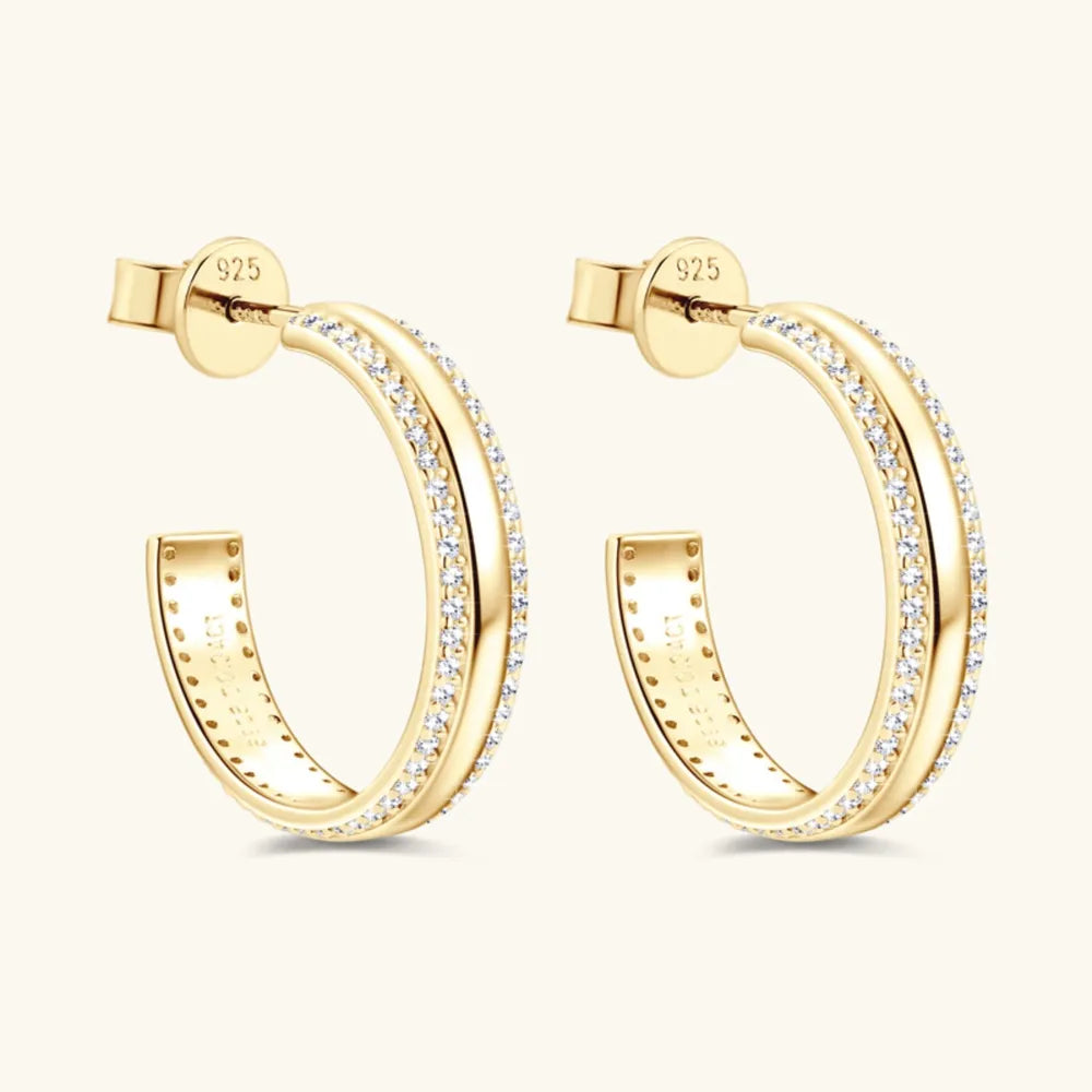 Sterling Silver C-Hoop Earrings 0.68ct Moissanite VVS1 D Colour 20mm Secure Fit