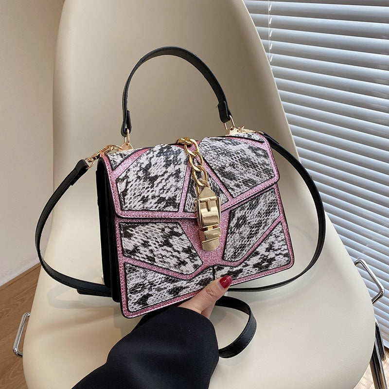 Small Square Bag Women's Handbag Single Shoulder Leather Gold Tone Buckle