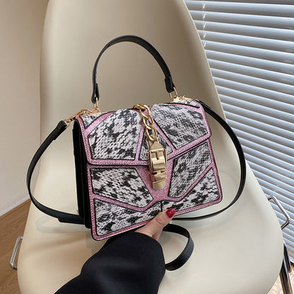 Small Square Bag Women's Handbag Single Shoulder Leather Gold Tone Buckle