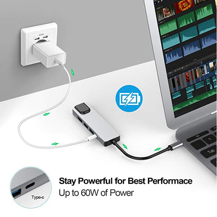 USB-C Hub Type-C to HDMI 4K Ethernet Adapter USB 3.0 Dock Station PD Charger