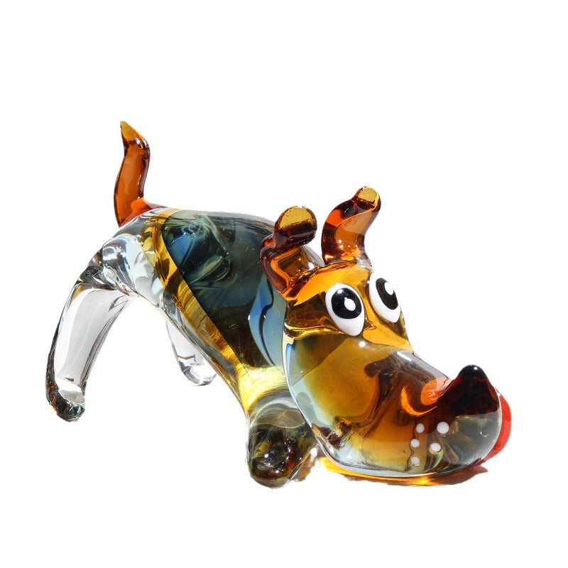 Handmade Glass Dog Statue Crystal Nordic Puppy Figurine Luxury Home Decor 20cm