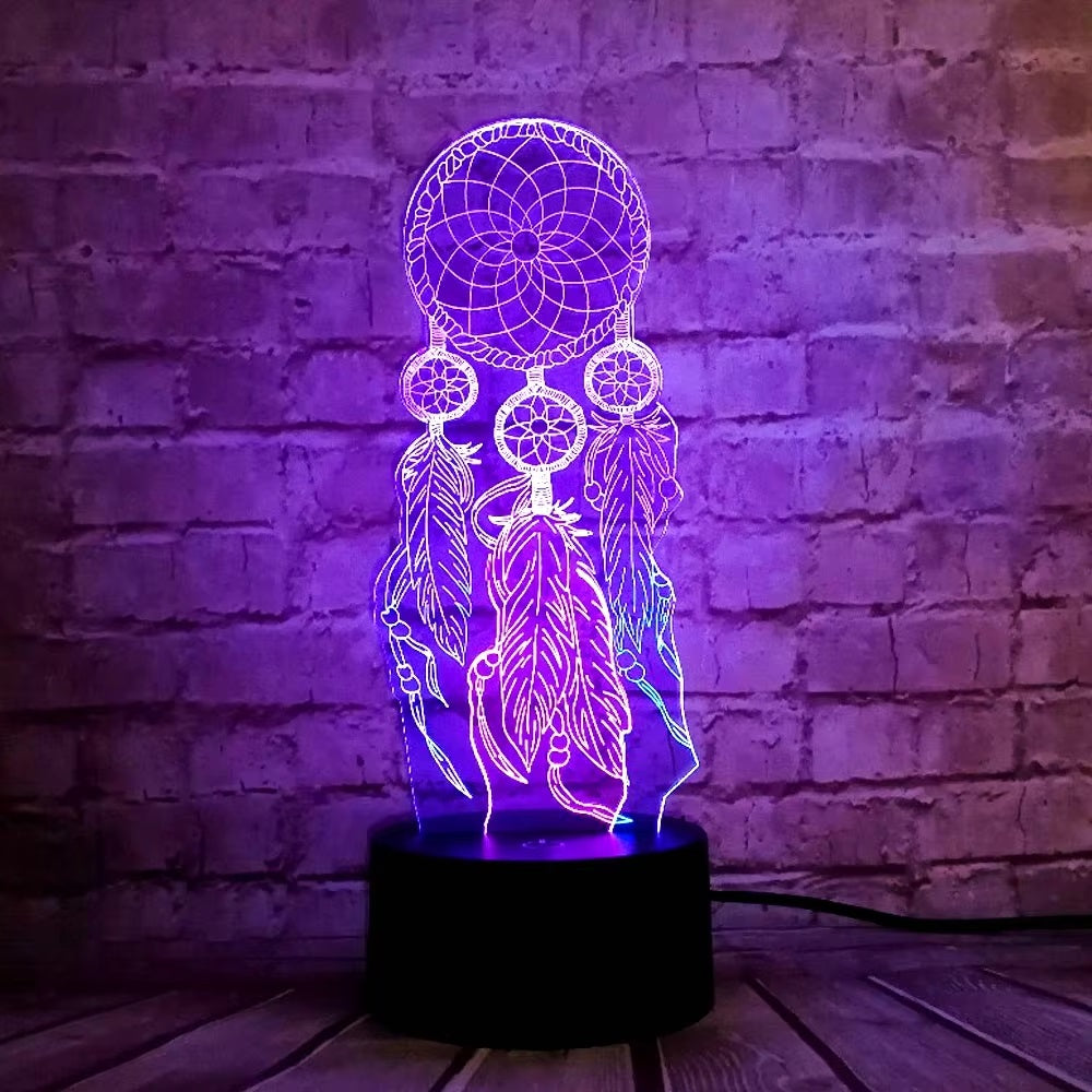 Dream Catcher 3D LED Night Light Colour Changing Touch Lamp Bedroom Desk Decor