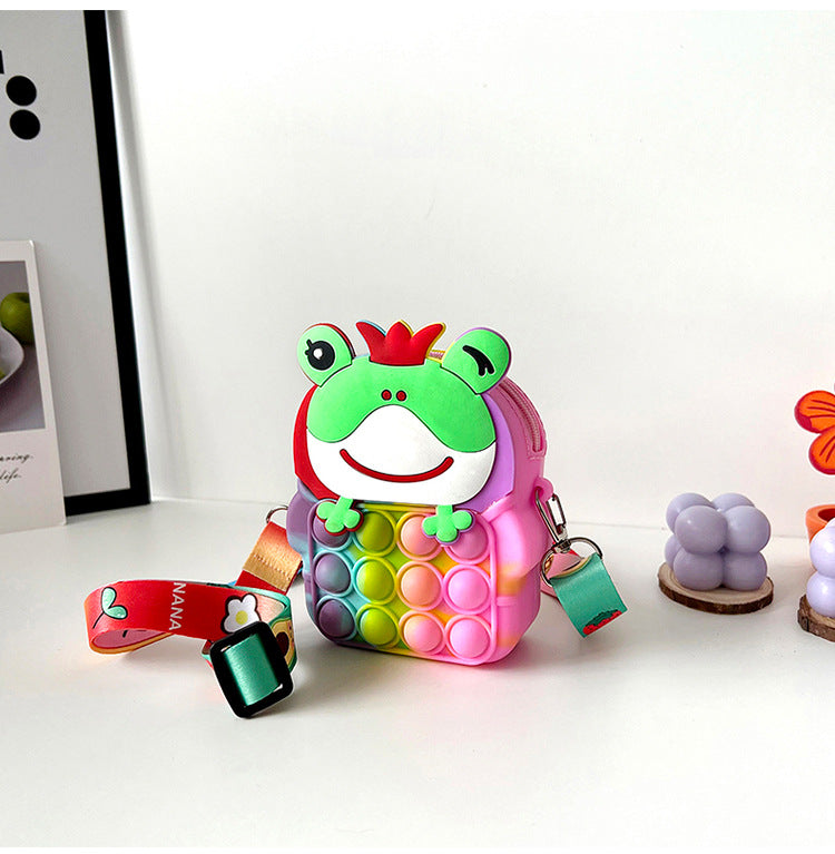 Silicone Pop Fidget Toy Bag Cartoon Animal Small Crossbody Backpack Coin Purse