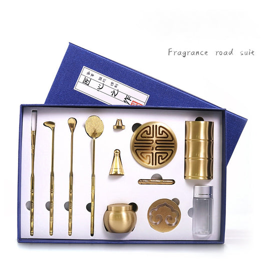 Pure Copper Incense Set with Ash Press, Burner & Seal in Elegant Gift Box Gifts