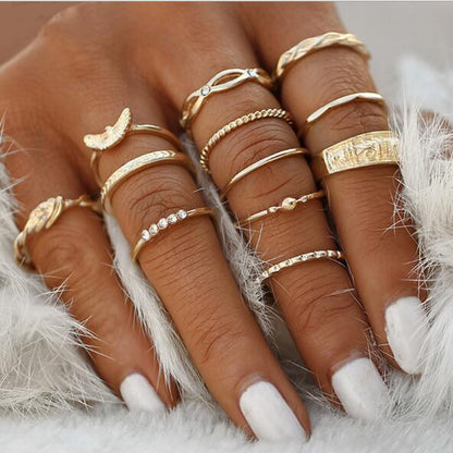 12-Piece Gold Tone Boho Knuckle Midi Ring Set for Women Vintage Jewelry Gift