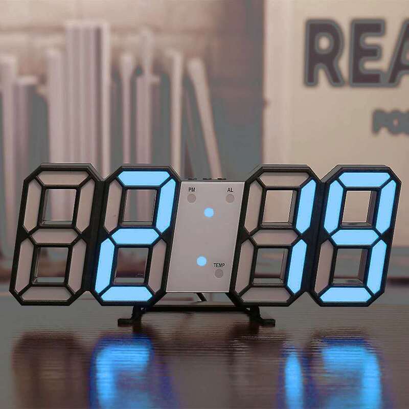 3D LED Digital Alarm Clock USB Charging 12/24 Hour Format Office Bedroom Kitchen