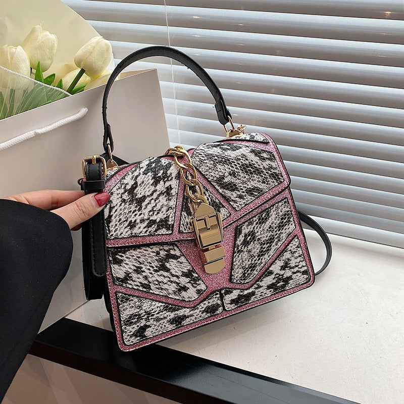 Small Square Bag Women's Handbag Single Shoulder Leather Gold Tone Buckle