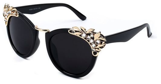 Rhinestone Cat Eye Sunglasses UV400 Mirror Lens Sun Protection Stylish Ladies