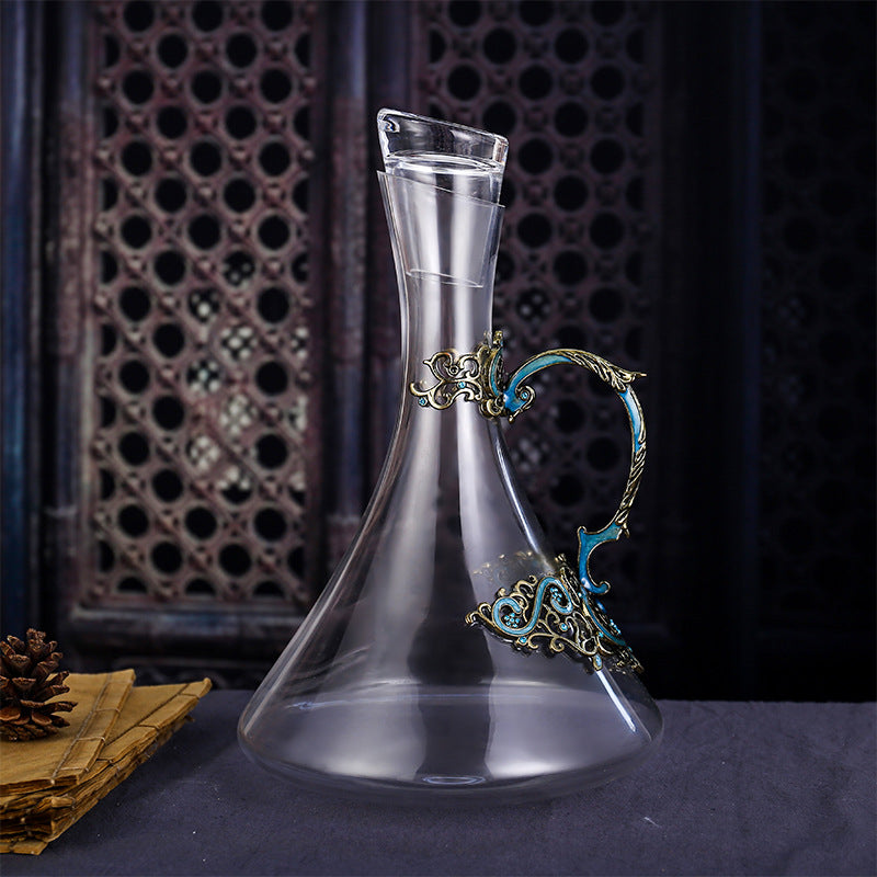 Luxury Lead-Free Crystal Red Wine Glass Set High-Footed Decanter Enamel Craft