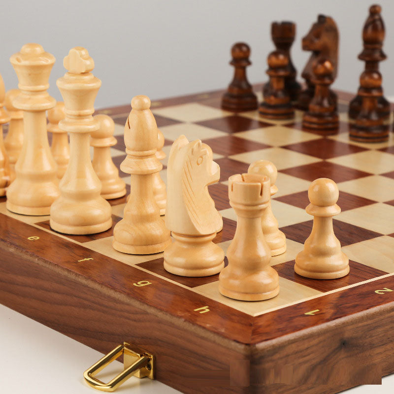 Deluxe Solid Wood International Chess Set Large Board Strategy Game for All Ages