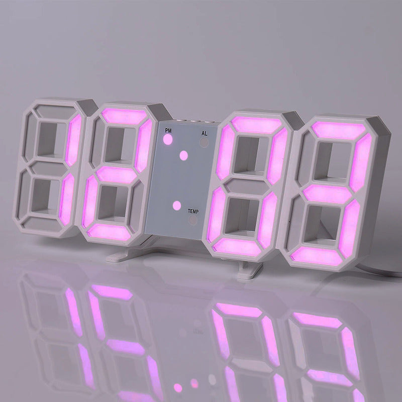 3D LED Digital Alarm Clock USB Charging 12/24 Hour Format Office Bedroom Kitchen