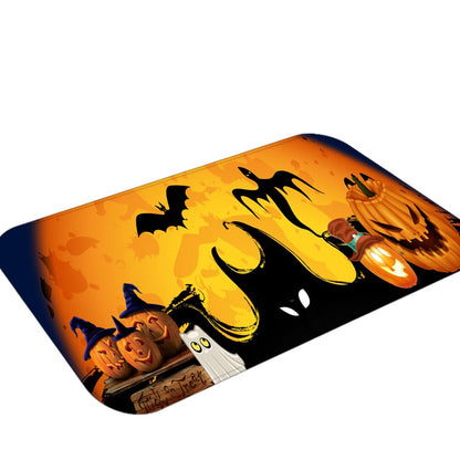 Halloween Printed Flannelised Polyester Rectangular Floor Mat Bathroom Door
