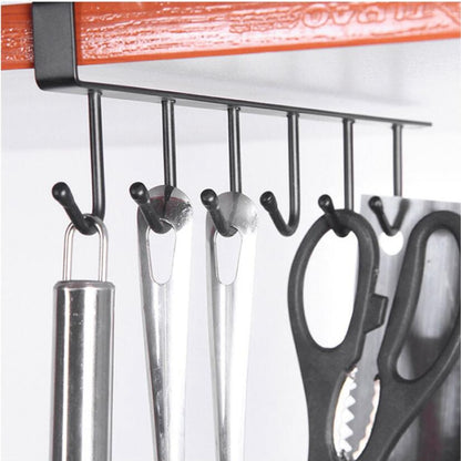 Over Shelf Hanging Rack 6 Hooks Iron Punch Free Install 26x6.5x2.2cm Single