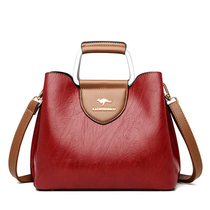 Medium Faux Leather Crossbody Bucket Bag Women Adjustable Shoulder Strap Handbag