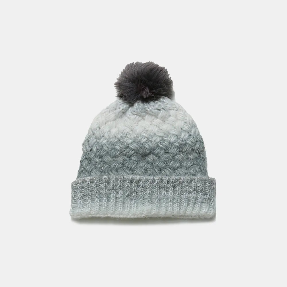 Gradient Acrylic Knitted Beanie Hat with Pompom, Essential Winter Head Accessory