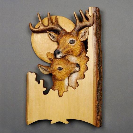 Animal Carving Wall Sculpture Handcrafted Artistic Home Decoration 38cm x 26cm