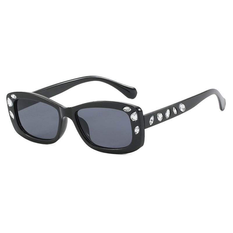 Women's Square Frame Sunglasses Diamond Inlaid UV400 Protection Stylish Eyewear