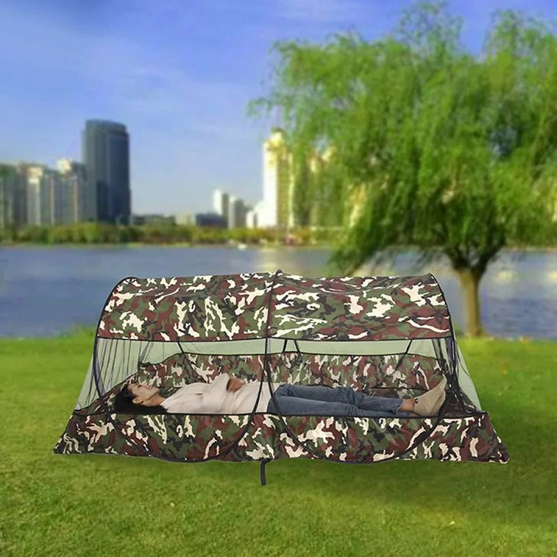 Single Bed Outdoor Mosquito Net Lightweight Portable Mesh Zipper Closure Tent