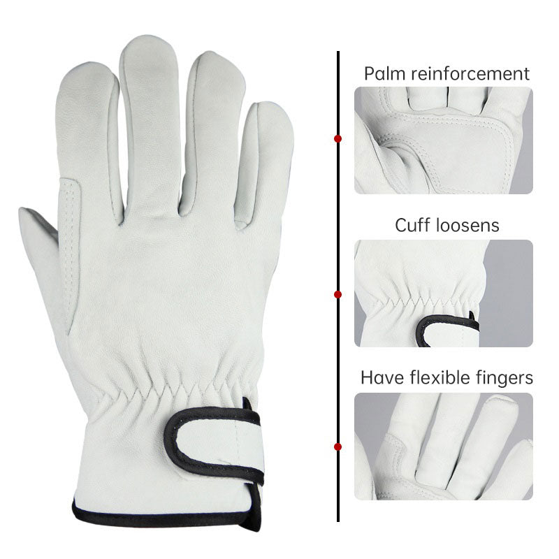 Leather Gloves Durable Protective Gear Outdoor Motorcycle Garden Work Safety