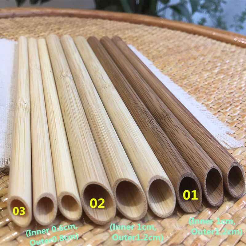 50/100 Pcs Eco-Friendly Bamboo Drinking Straws Reusable Smoothie Party Wedding