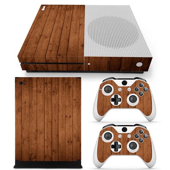 Wood Wooden Finish Decal Stickers for Xbox One S Console & Controllers Set