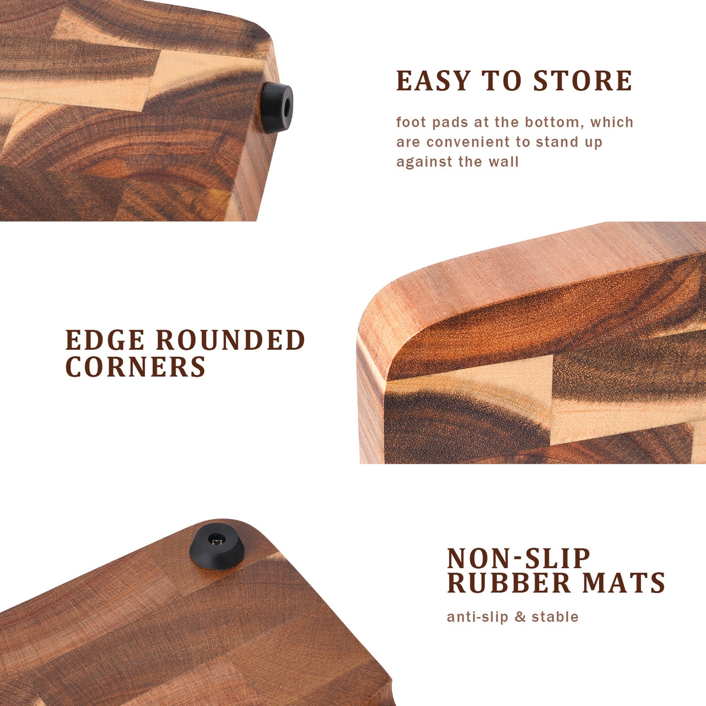 Rectangular Acacia Wood Cutting Board Anti-Slip Surface Essential Kitchen Tool