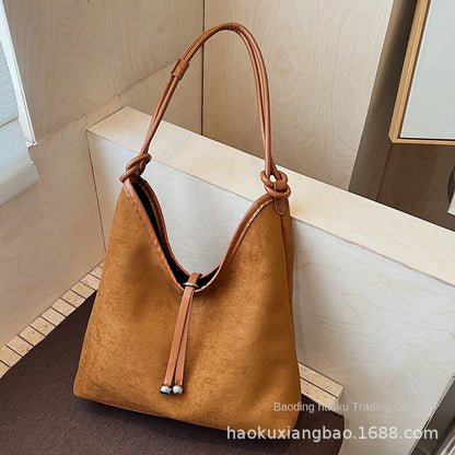 Matte Retro Shoulder Tote Bag Urban Minimalist Design Spacious Large Capacity