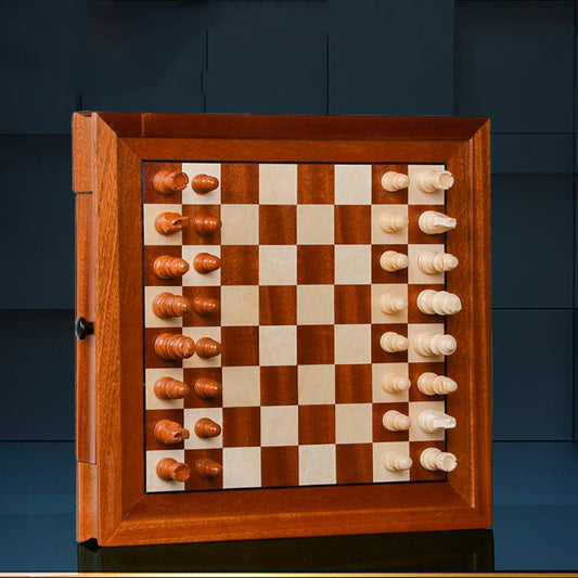 Magnetic Chess Set Drawer Style 32cm Wood Veneer Board Game Storage Chessboard