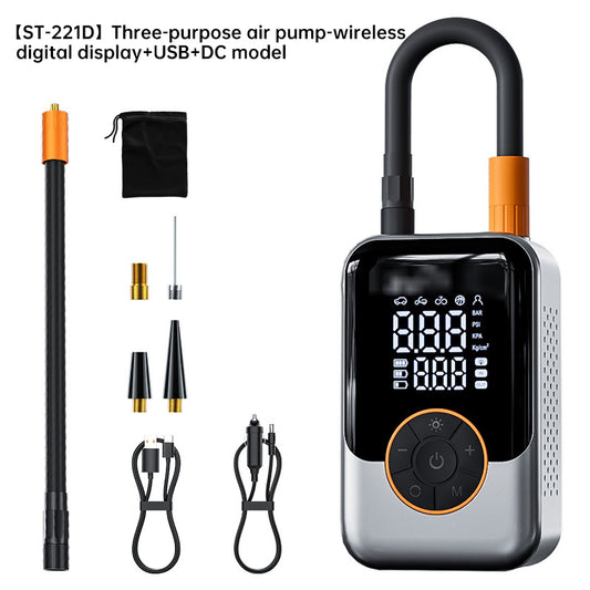 Digital Wireless Inflator for Tyres, Sports Balls, USB Rechargeable, Lightweight