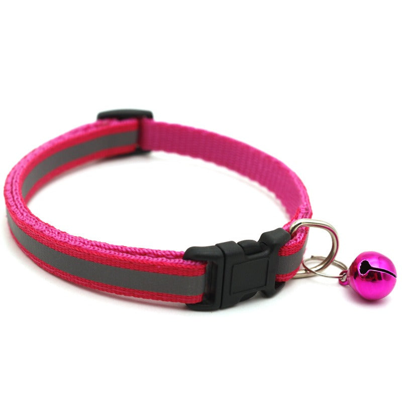 Adjustable Reflective Pet Collar with Bell Luminous Cat & Dog Collar | 19-32cm