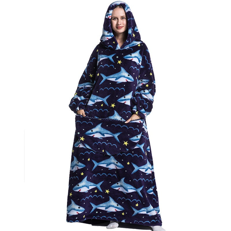 Oversized Blanket Hoodie Adults Ultra-Soft Warm Long Hooded Fleece Pockets