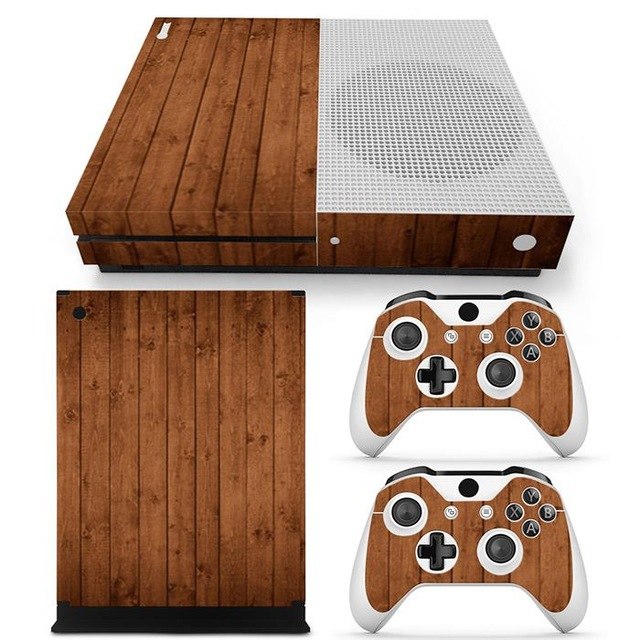 Wood Wooden Finish Decal Stickers for Xbox One S Console & Controllers Set