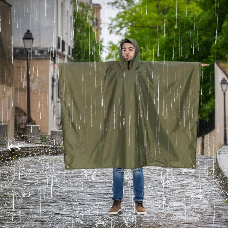 Unisex Lightweight Waterproof Hooded Rain Poncho for Hiking Fishing Climbing