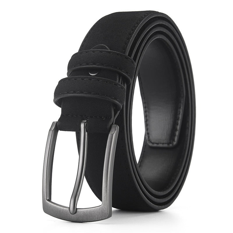 Men’s Suede Leather Belt, Alloy Buckle, Retro Casual Style, 115cm, Durable Accessories