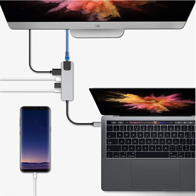 USB-C Hub Type-C to HDMI 4K Ethernet Adapter USB 3.0 Dock Station PD Charger