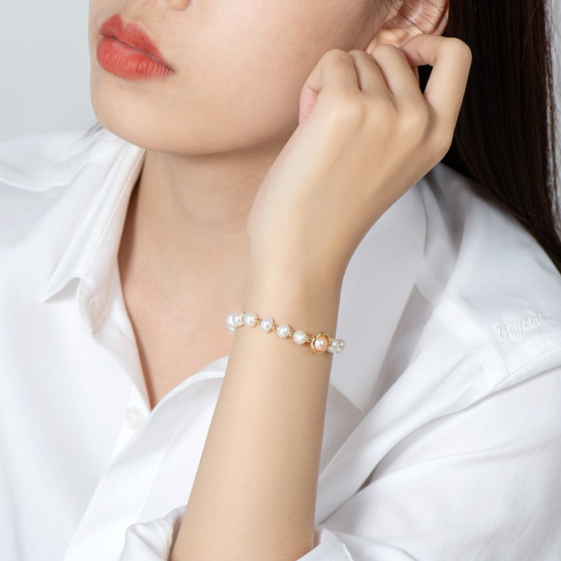 Elegant 14K Gold Plated Freshwater Pearl Bracelet Jewellery Premium