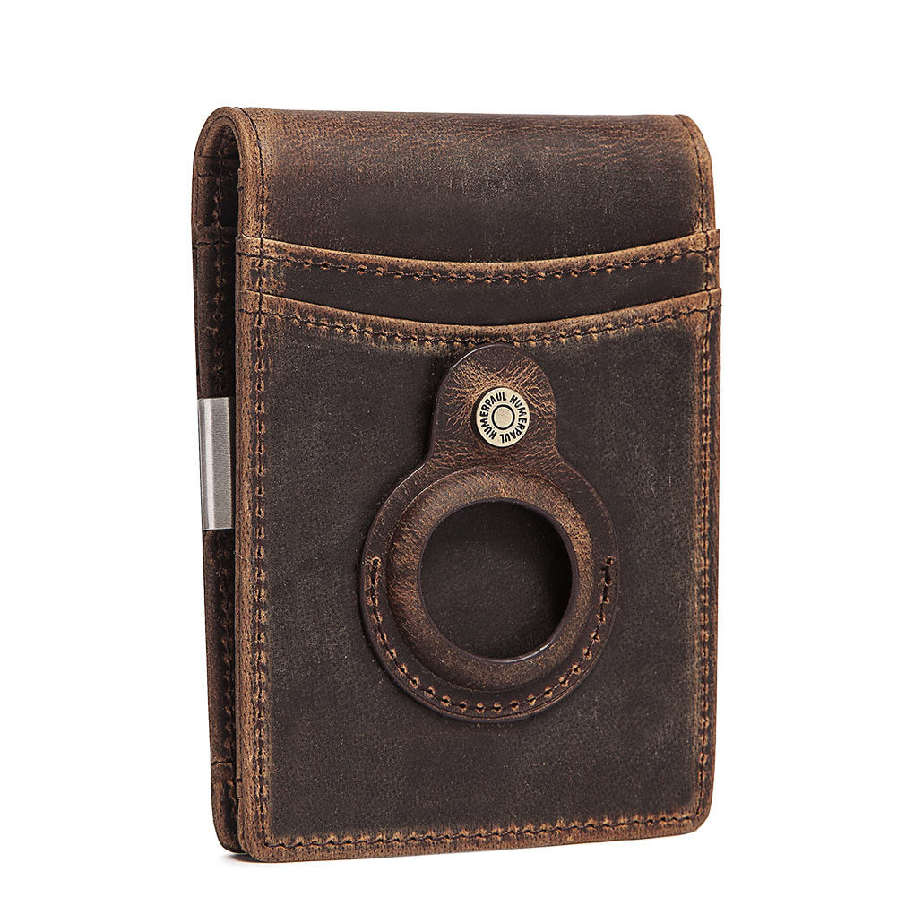 Men's Leather Wallet RFID Blocking Slim For Airtag Slot Secure Credit Card Holder